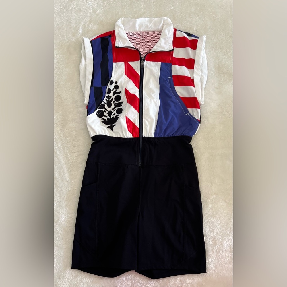 Free People Movement Race To The Top One Piece Romper Biker Shorts Retro